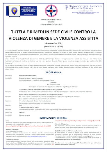 TUTELA E RIMEDI IN SEDE CIVILE CONTRO LA VIOLENZA DI GENERE E LA VIOLENZA ASSISTITA